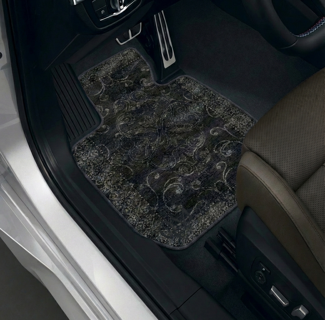 Car interior with carpet